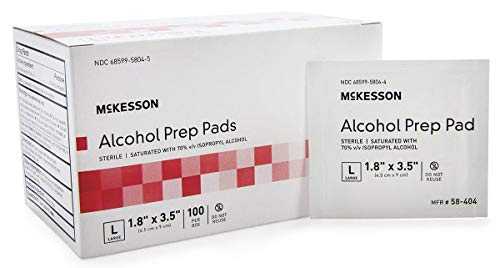 McKesson (#MCK58-404) Sterile Alcohol Prep Pads, Large (3.5 L X 1.7 H Inch) - Box of 100