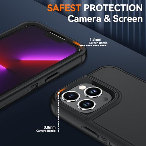 Image of SunStory Compatible with iPhone 13 Pro Max Case with HD Screen Protector, 3-Layer Heavy Duty Full-Body Cover,3 in 1 Hybrid Protective Case for iPhone 13 Pro Max 6.7 inch,Black