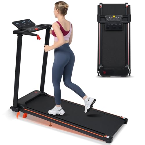 Image of Treadmill with 8% Incline, Portable Treadmills for Home with Handle, Foldable Treadmills with 265 Lbs Capacity, 3.0HP Treadmill with 4 Adjustable Support Feet