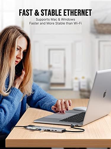 USB C Hub - Lemorele 9-in-1 USB-C Hub with Ethernet, USB C Hub Multiport Adapter with 4K HDMI,100W PD, SD/TF Card Slots, USB 2.0 & USB 3.0, USB C Data Port for MacBook Pro/Air, iPad Pro/Air/Mini,XPS