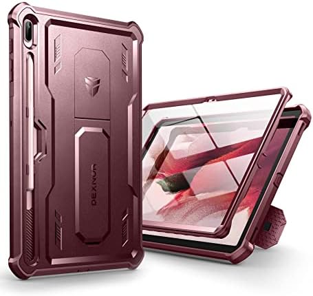 Dexnor Case for Samsung Galaxy Tab S7 FE 12.4 Inch (2021), [Built in Screen Protector & Kickstand] with Pen Holder Heavy Duty Shockproof Full Body Protective Cover for Galaxy S7 FE Case-Red