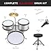Best Choice Products 3-Piece Beginner Drum Set for Kids Juniors, w/Throne Stool, Cymbal, Drum Sticks, Bass Drum Pedal, 2 Toms - Silver Sparkle