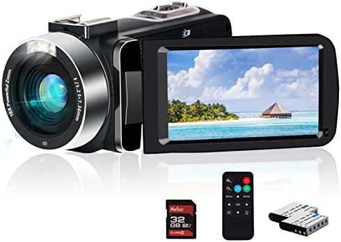 4K Video Camera, Lovpo WiFi Digital Camera Recorder for YouTube Vlogging Camcorder 30FPS 3 Inch 270 Degree Rotation Touch Screen 18X Digital Zoom, Kids Video Camera with 32G Micro Card, 2 Batteries