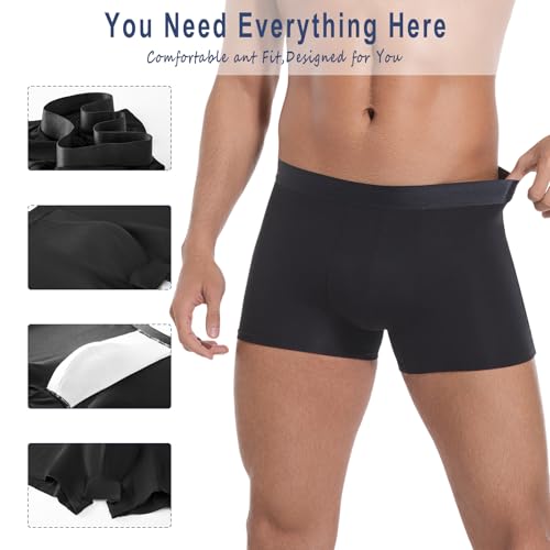 Men's 4-Pack Big & Tall 2XL-8XL Underwear Boxer Briefs No Fly with Comfortable Cool Plus Size Underwear Pack3