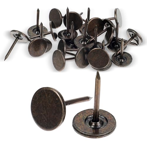 120 tachuelas de bronce estilo vintage para tapicería de pulgar con cabeza plana, tachuelas decorativas para muebles, alfileres de decoración de muebles, chinchetas antiguas para proyectos de
