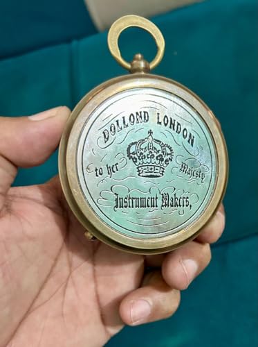 Brújula Náutica de Latón Artesanal Antigüa con Estuche de Cuero Estilo Vintage para Camping y Senderismo miniatura 2