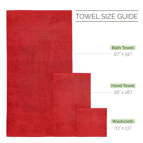 Image of Elegant Comfort 4 Lines Viscose Stripe 6-Piece Premium Towel Set - 100% Turkish Cotton High Absorbent Luxury Bathroom Towels - Includes 2 Washcloths, 2 Hand Towels and 2 Bath Towels Set, Red