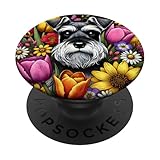 Gran idea para mujeres y niñas, madres Schnauzer y amantes de los perros que aman las coloridas flores silvestres y los diseños florales.
