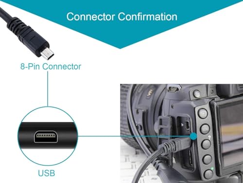 Image of USB Cable Data Sync Transfer 8Pin Cord Compatible for Sony Digital Camera Cybershot Cyber-Shot DSCH200 DSCH300 DSCW370 DSCW800 DSCW830 DSC-H200 DSC-H300 DSC-W370 DSC-W800 DSC-W830 (1.5M)