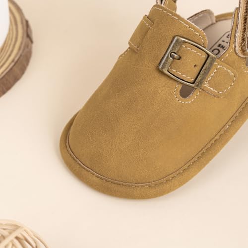Image of KIDSUN Baby Boys Girls Sandals Adjustable Lightweight House Home Slippers Non Slip Newborn Prewalk First Walk Shoes