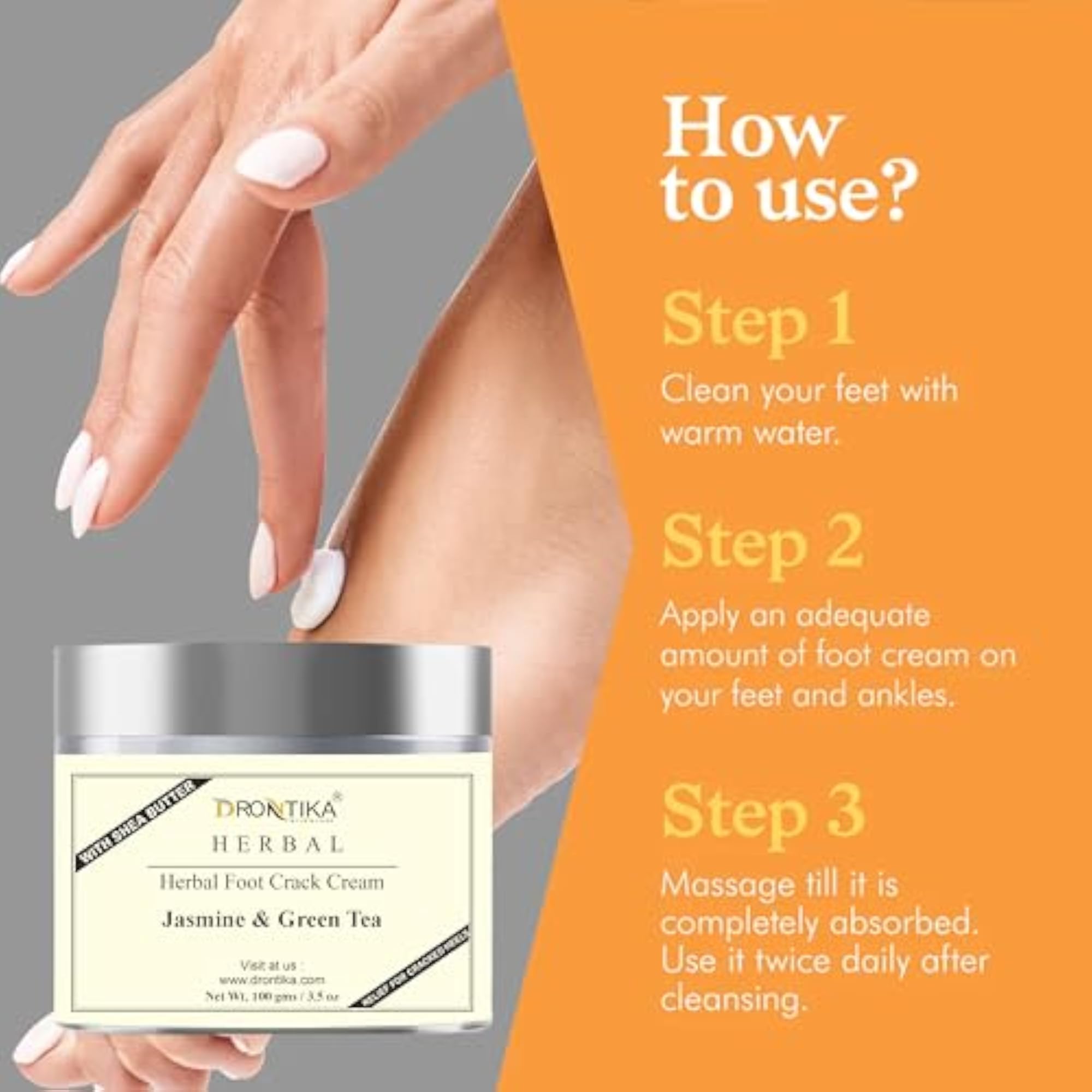 Herbal 100% Ayurvedic Jasmine & Green Tea Foot Crack Cream