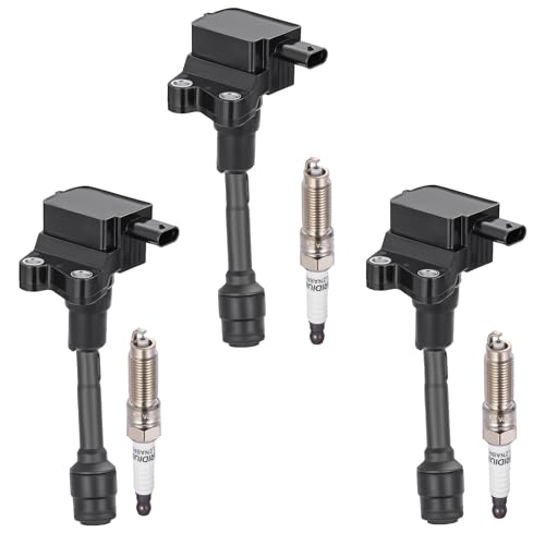 Image of BDFHYK 3 Ignition Coil Pack UF736 and 3 Iridium Spark Plug 93593 Compatible with Ford 2018-2020 EcoSport, 2014-2017 Fiesta, 2015-2018 Focus 1.0L l3 Coil for CM5G12A366CB CM5G12A366CA