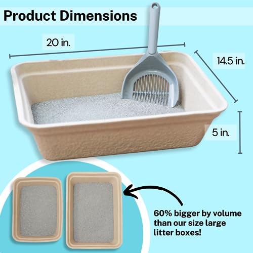 Image of Disposable Litter Box for Cats | Thick and Sturdy Jumbo Sized 4-Pack