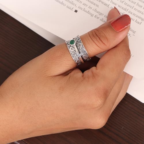 Bague spinner émeraude en argent 925, le cadeau idéal