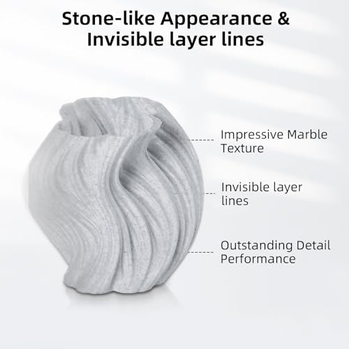 Image of PLA Filament 1.75mm Marble Grey, Stone-Like Texture, Consistent Diameter + /- 0.03mm, Vacuum Packaging 3D Printer Filament 1KG Spool