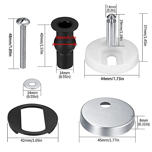 2 Pair Toilet Seat Fixings 45mm Base Quick Release Toilet Seat Fixings
