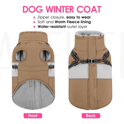 Image of AOFITEE Dog Coat Warm Dog Jacket with Harness Built in Pet Puffer Jacket XS