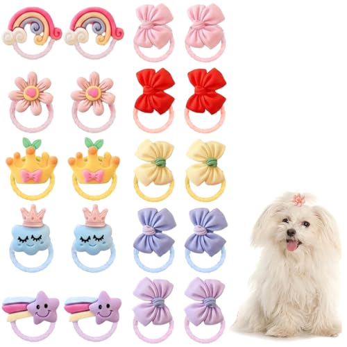 LEPGUYO 20 Pièces Accessoires pour Chiens, Nœuds Papillons avec Élastiques & Couronnes Mini –...