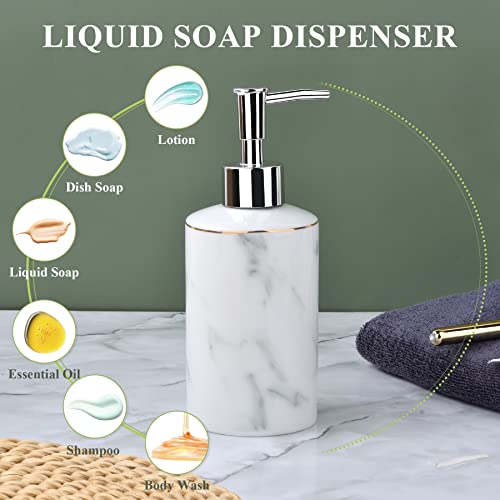 Ceramic Soap Dispenser, White Marble Look Lotion Dispenser 12.5 Oz Liquid Hand Soap Dispenser Pump Bottle For Hotel Kitchen Bathroom, Antis's Home #TOP2