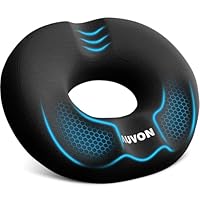 AUVON Sitzkissen Orthopädisch Rund mit Doppelt-U-Form & Oberschenkel-Entlastungsschräge, Hämorrhoiden Sitzkissen bürostuhl Auto, Sitzring Erhöht Sitzkomfort, Fördert Durchblutung, Entlastet Steißbein