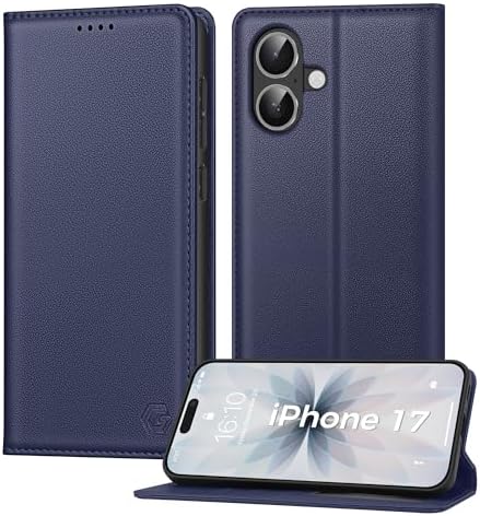 Kirnntca Handyhülle für iPhone 17 Hülle, Kartenfach Premium PU Leder Klapphülle Schutzhülle, Standfunktion Tasche Flip Case für iPhone 17 - Blau