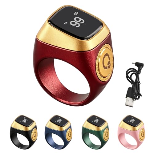 Image of IQibla Smart Zikr Ring, Smart Ring Counter Waterproof Digital Counter & Vibration Reminder, Unisex Azan Alarm Clock Finger Counter for Muslims(18mm Curry Color)