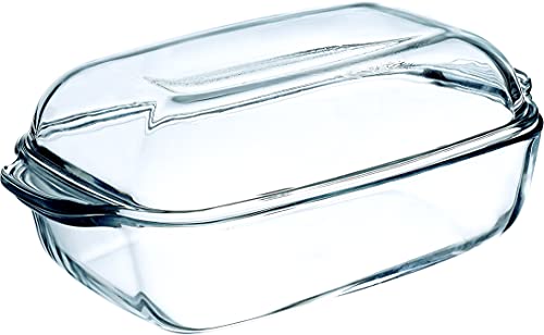 Simax Glass Casserole Baking Dish: Clear Glass Round Casserole Dish With Lid And Handles - Covered Bowl For Cooking, Baking, Serving, Etc. - Microwave, Dishwasher, And Oven Safe Cookware – 3 Quart Dish + 2.2 Quart Lid #TOP1