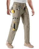 Picture of IGOLUMON Men's Stretch Tactical Pants, Ripstop Cargo Pants Outdoor Lightweight EDC Hiking Work Pants with 10 Pockets,Khaki