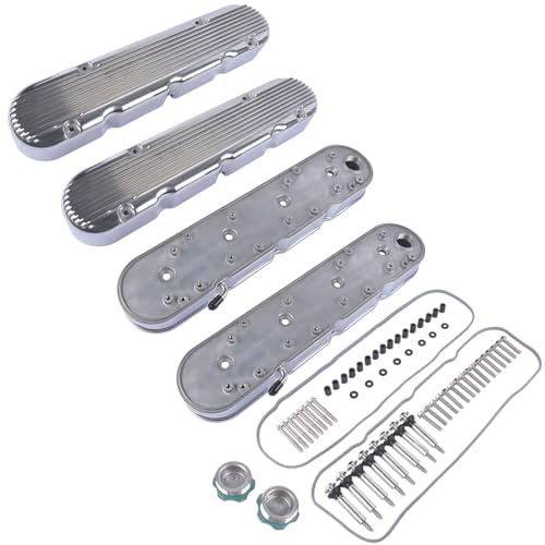 Woosphy 2Pcs Aluminum Valve Cover Replacement for Chevy LS Finned Vintage Hidden Coil - Polished 8082-2P by Woosphy - Image 5