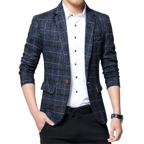 Men's Korean Style Casual Small Suit Checkered Jacket Fitted Large Size Single Western Wear