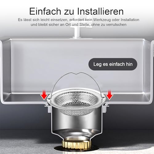 Dreamil Abflusssieb Sieb für Spülbecken 2 Stück Sieb für Spülbecken mit Griff Edelstahl Abflusssieb Küchenspüle Verstopfungsschutz Küche Abfluss Spüle für Spülbecken und Haarfänger (11.5 x 7.5 x 2 cm)