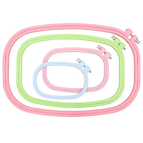 Similane 4 Pieces Plastic Embroidery Hoops Square Cross Stitch Hoops Set (Multicolor) for Embroidery and Cross Stitch