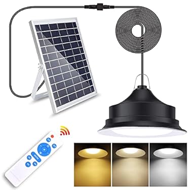 AMAZON - sunseatop Solar Shed Light,Solar Pendant Light Outdoor with Remote Control,3000K 4000K 5000K Dimmable Indoor Solar Lights for Home Barn Garage Garden