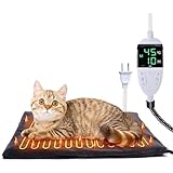 ペットヒーター ペット用ホットカーペット RUSEPIN 猫 犬用 ヒーターマット 30〜60°C温度調節可能 12段タイマー機能 恒温機能 小動物用 ヒーター コード全身ラセン管付き 噛み付き防止 暖房器具 寒さ対策 過熱保護 省エネ カバー付き (L,45*70cm)