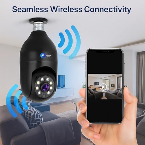 Image of Maizic Smarthome 3MP HD WiFi CCTV Camera for Home Indoor & Outdoor | PTZ Bulb Camera with Color Night Vision | Motion Detection | Two-Way Audio | Siren Alarm | Smart Security WiFi Camera