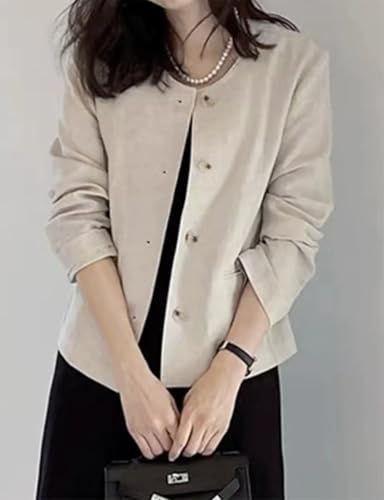 IDEALSANXUN Womens Linen Jackets Spring Summer Lightweight Linen Blazer Cardigan Tops3