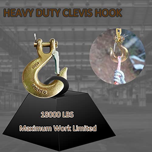 2 Packs Clevis Slip Hook With Safety Latch, Xhmaxe 3/8 Inch Heavy Duty G70 Forged Steel For Trailer, Truck Transport Tow Chain Hook, Deck Hauler Receiver Hitches Trailer-18,000Lbs Capacity #TOP4