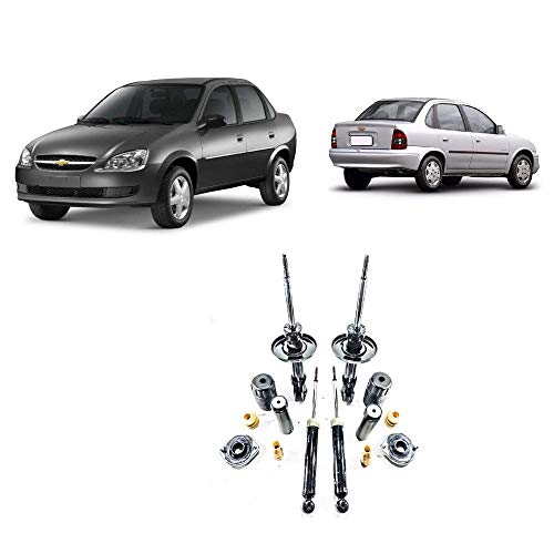 04 Amortecedores + 04 Kits Batente Corsa Classic Dianteiro Traseiro 2004 Até 2016 Life LS 1,0 1,6 8V