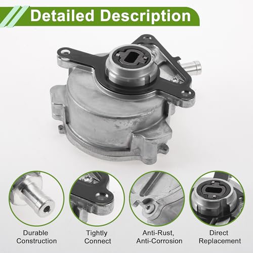 Bomba de Vacío para Frenos N.o 95511005002, Bomba de Vacío para Motor para Porsche Cayenne 2011-2017 3.6L V6, Aleación de Aluminio, Tono Plateado, 1 Unidad miniatura 4