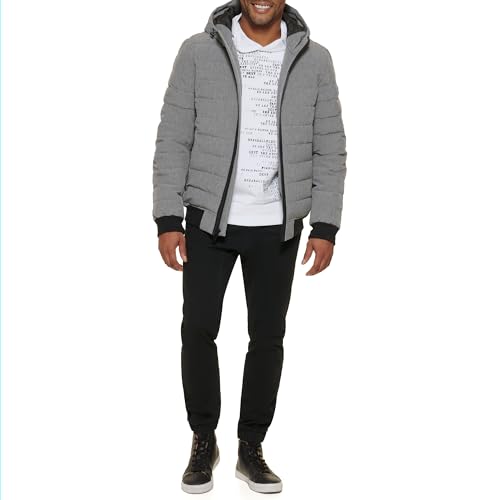 Image of DKNY Men's Quilted Performance Hooded Bomber Jacket