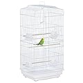 PawHut Bird Cage with Stand, Perches, Food Bowls, Swing, Parrot Cage for Budgie, Parakeet, Small Bird, 46.5 x 35.5 x 92cm, White