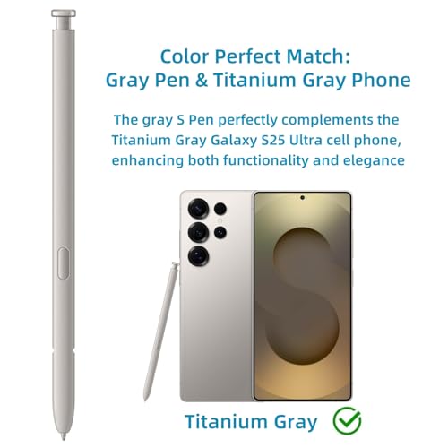 Image of S Pen S25 Ultra Replacement for Samsung Galaxy S25 Ultra 5G 6.9 in All Versions, Light Gray S25 Ultra Pen Replacement for Samsung Galaxy S25 Ultra Stylus Pen, S25 Ultra S Pen + Tips (Light Gray)