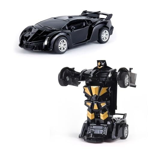 Image of Transforming Robot Car Toy for Kids| Crash to Transform Robot Car| Friction Powered Push & Go Action| No Batteries Needed| Durable ABS Plastic Toy for Boys & Girls|Black