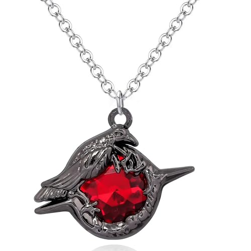 retsamradassaT Love Game and Deepspace Sylus Crow Cosplay Necklace Pendant Charm Red Gem Jewelry Accessory