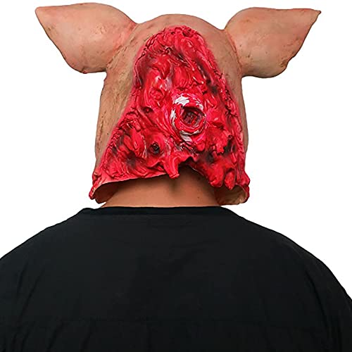 ifkoo Scary Pig Head Mask Halloween Latex Carnival Masquerade Costume Cosplay Props Bloody Pig Head Butcher Horror Adult Mask