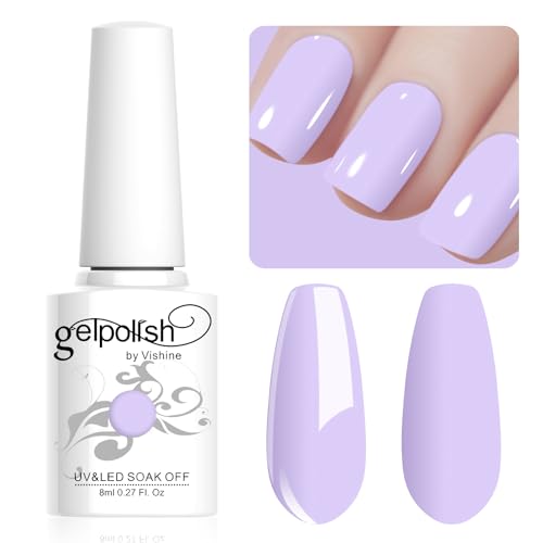 Vishine Vernis Gel Semi Permanent Macaron Pastel lilas Vernis à Ongles UV Gel Soft Bright Colors Longue Durée Soak Off Nail Art Manicure Salon 8ml LM201