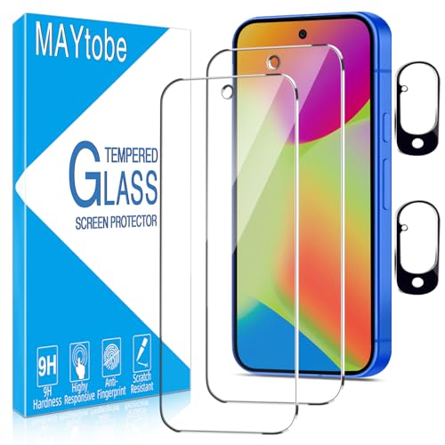 MAYtobe 2 Pack Screen Protector for Google Pixel 10 Tempered Glass with 2 Pack Camera Lens Protector Supports Fingerprint 9H Hardness Case Friendly Bubble Free Anti Scratch