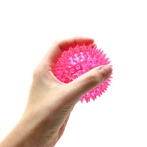 com-four® 4X Blink-Igelball mit LED Licht, Spielball, Blinkflummi, Stachelball, Mitgebsel für Kindergeburtstag, Gummiball Spielzeug - Massageball, Springball, Leuchtball Ø 7 cm [Auswahl variiert]