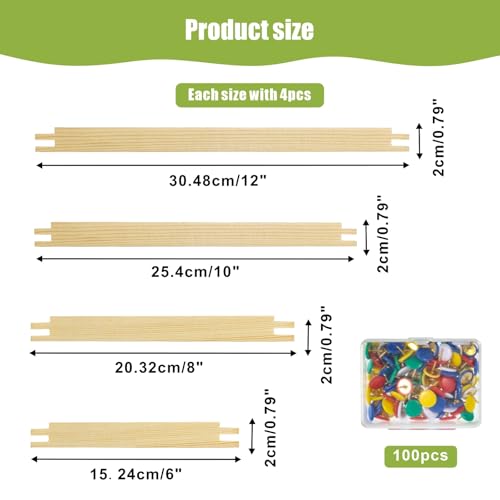 Image of 8 Sets Stretcher Bars for Needlework with 100 Pins, 4 Sizes 16PCS Wooden Canvas Splicing Stretcher Bars Needlepoint Embroidery Stitch Frame Set for Crafts Art Supplies