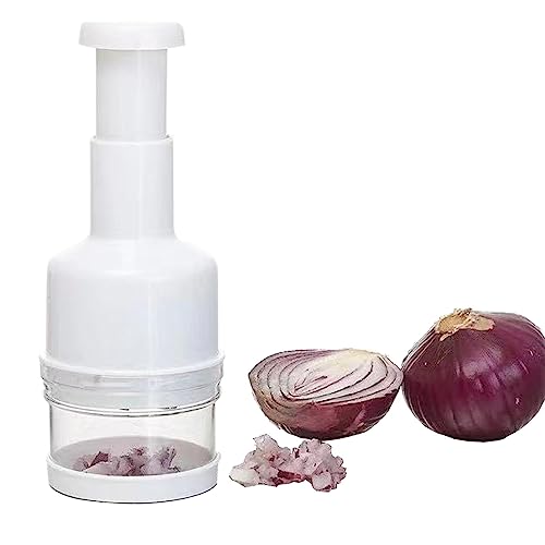 Food Chopper, Mini Hand Vegetable Cutter with Stainless Steel Blade, Manual Handheld Veggie Chopper with Container for Vegetable Onion Garlic Nuts Salads Slicer Cutter, Easy Clean